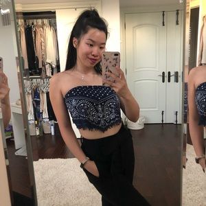 The Margot Bandana Cropped Tassel Top